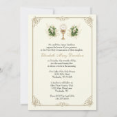 エレガントな初めての聖体拝領 フローラル  招待状 (裏面)