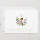 エレガントな初めての聖体拝領 花の聖体祭 招待状 (裏面)