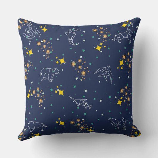 エレガントな動物の絵と青い空の子供たち クッション (裏面)