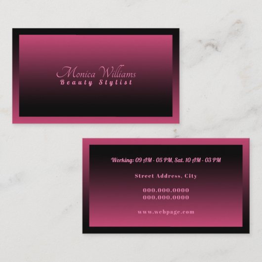エレガントな勾配のスタイルのピンクおよび黒 名刺 (正面/裏面)