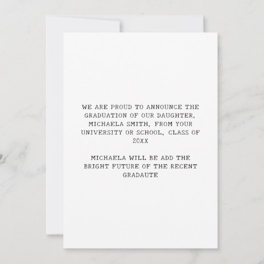 エレガントな医療看護師スクリプト写真卒業生 案内状 (裏面)