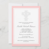 エレガントな十字の女の赤ちゃんの《キリスト教》洗礼式や命名式の招待状 招待状 (正面)