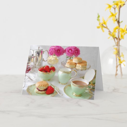エレガントな午後のお茶の挨拶状 カード (黄色い花)