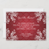 エレガントな卒業のヴィンテージ王室のなスクロール赤 招待状 (裏面)