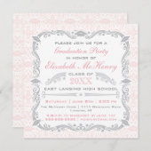 エレガントな卒業の招待状の発表 招待状 (正面/裏面)