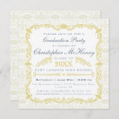 エレガントな卒業の招待状の発表 招待状 (正面/裏面)