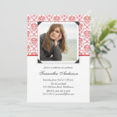 エレガントな卒業の招待状の発表-赤 招待状 (スタンド正面)