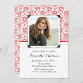 エレガントな卒業の招待状の発表-赤 招待状 (正面/裏面)