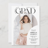 エレガントな卒業アーチ花柄写真フレーム 招待状 (正面)