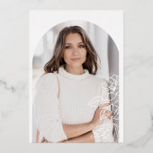 エレガントな卒業アーチ花柄写真フレーム 箔招待状 (裏面)