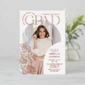 エレガントな卒業アーチ花柄写真フレーム 箔招待状 (立ち正面)