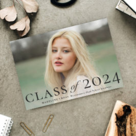 エレガントな卒業クラス写真 卒業のお知らせ 招待状