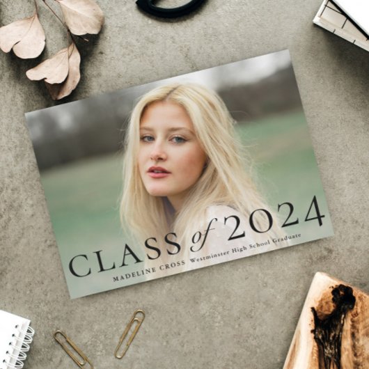 エレガントな卒業クラス写真 卒業のお知らせ 招待状