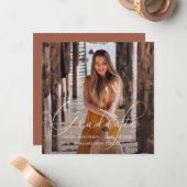 エレガントな卒業スクリプト写真テラコッタ ノートカード (正面/裏面インサイチュ)