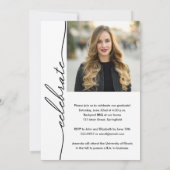 エレガントな卒業スクリプト写真 卒業式 招待状 (裏面)