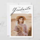 エレガントな卒業スクリプト写真 卒業式 招待状 (正面)