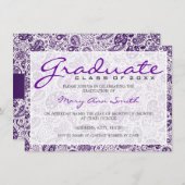 エレガントな卒業パーティーのペイズリーの紫色 招待状 (正面/裏面)