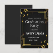 エレガントな卒業パーティー招待状 招待状 (正面/裏面)