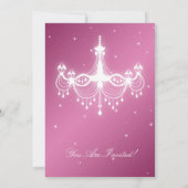 エレガントな卒業パーティー クラシックなシャンデリア ピンク 招待状 (裏面)