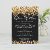 エレガントな卒業パーティー ゴールド ライト 招待状 (スタンド正面)