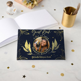 エレガントな卒業パーティー ネイビー ゴールド ゲストブック