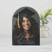 エレガントな卒業写真 卒業発表カード 招待状 (スタンド正面)