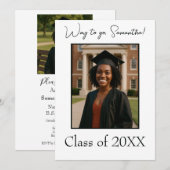 エレガントな卒業写真 現代的 招待状 (正面/裏面)