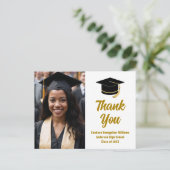 エレガントな卒業写真 金のスクリプト サンクス ポストカード (スタンド正面)