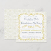 エレガントな卒業式招待状のお知らせ 招待状 (正面/裏面)