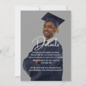 エレガントな卒業招待状カード 招待状 (裏面)