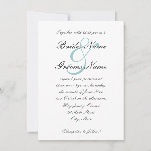 エレガントな原稿のフォントの結婚式招待状 招待状 (正面)