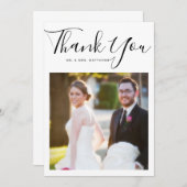 エレガントな原稿のミニマルな結婚式の写真は感謝していしています サンキューカード (正面/裏面)
