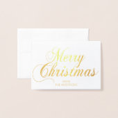 エレガントな原稿のメリークリスマスの挨拶の写真の金ゴールド 箔カード (封筒付き正面)
