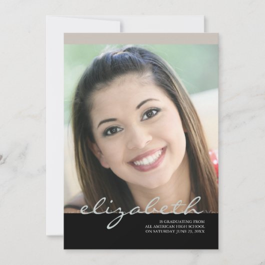 エレガントな原稿の名前の卒業生: シャンペン 招待状 (正面)