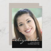 エレガントな原稿の名前の卒業生: シャンペン 招待状 (正面/裏面)