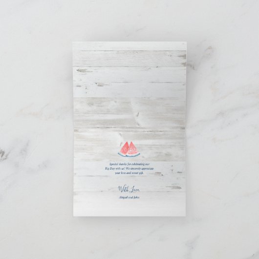 エレガントな原稿の結婚式の写真のサンキューカード シーズンカード (内部)