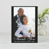 エレガントな原稿の結婚式の写真は感謝していしています サンキューカード (スタンド正面)