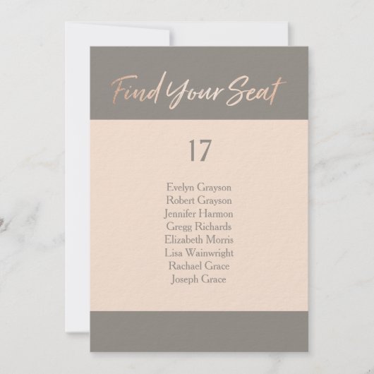 エレガントな原稿フェイクなホイルの座席の図表 招待状 (正面)