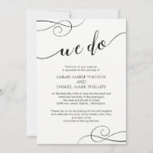 エレガントな原稿私達は結婚式のタイポグラフィの招待状をします 招待状 (正面)