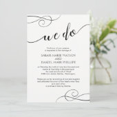 エレガントな原稿私達は結婚式のタイポグラフィの招待状をします 招待状 (スタンド正面)