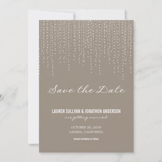 エレガントな吊り下げ照明のSave the Date 招待状 (正面)