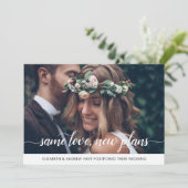 エレガントな同じ愛新しい計画の日程変更写真 案内状 (スタンド正面)