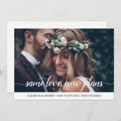 エレガントな同じ愛新しい計画の日程変更写真 案内状 (正面/裏面)