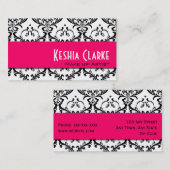 エレガントな名刺のピンクのダマスク織 名刺 (正面/裏面)