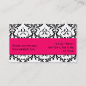 エレガントな名刺のピンクのダマスク織 名刺 (裏面)