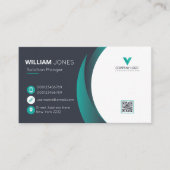 エレガントな名刺, 緑 白 QRコード 名刺 (正面)