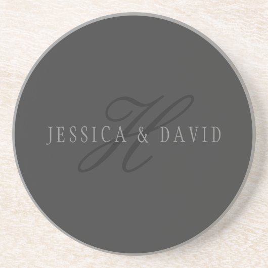 エレガントな名前とイニシャル | ダーク＆ライトグレーの組み合わせ コースター (正面)