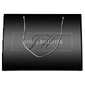 エレガントな名前とイニシャル | 黒とグレー ラージペーパーバッグ (正面)