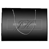 エレガントな名前とイニシャル | 黒とグレー ラージペーパーバッグ (裏面)