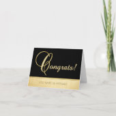 エレガントな名前のカスタマイズ ブラック ゴールド CONGRATS！ カード (正面)